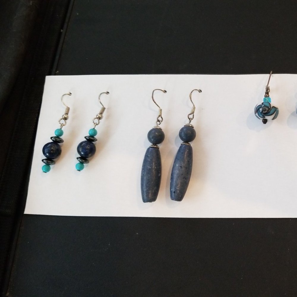 Lot of Blue Stone Earrings